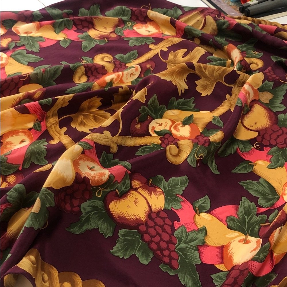 Adolfo Multicolor Fruit Print Scarf